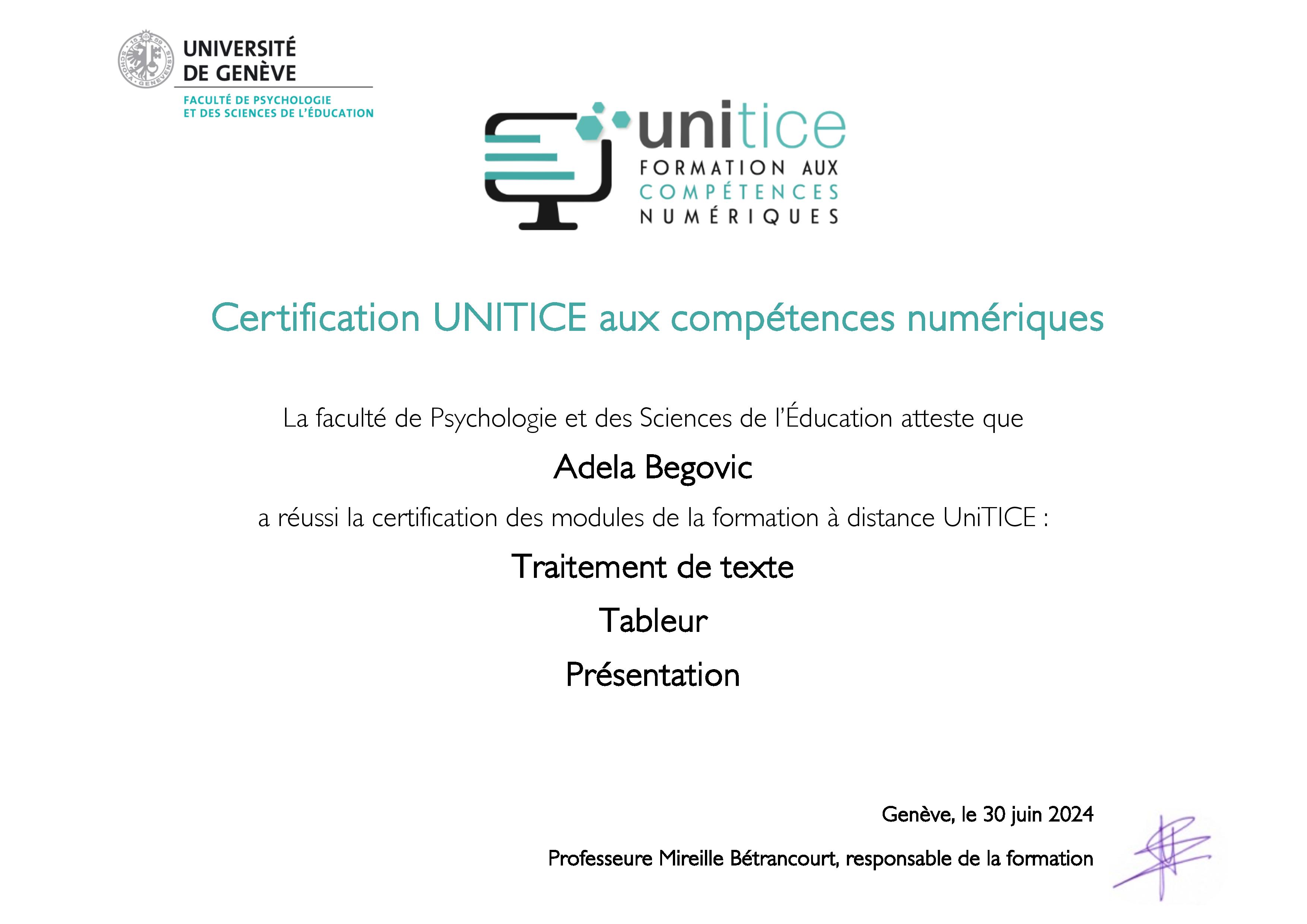 Certification UNITICE